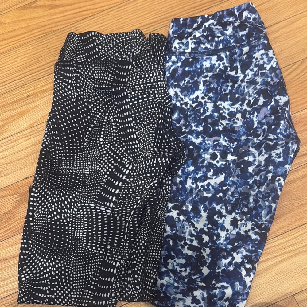Patterned Leggings Set - Black and Blue